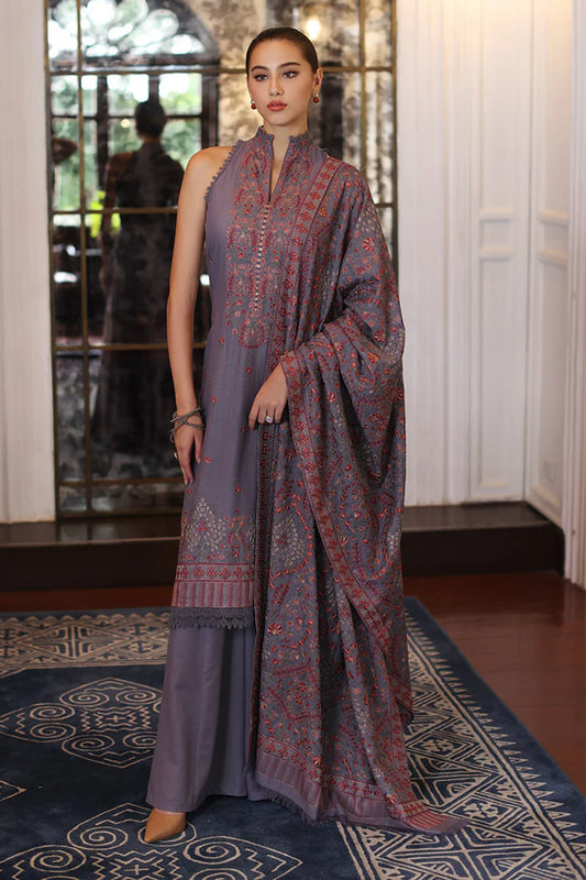 BAREEZE 3PC DHANAK EMBROIDERED SHIRT WITH DHANAK SHAWL AND TROUSER DN-2019