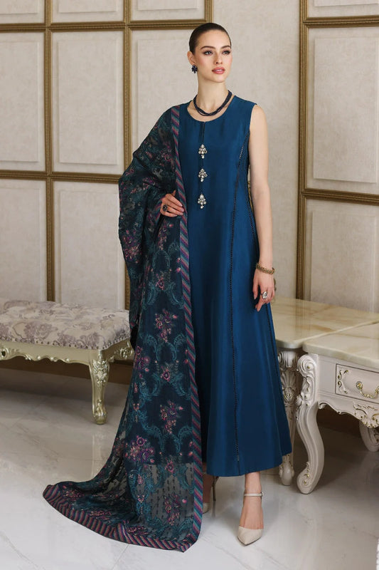 BAREEZE 3PC DHANAK EMBROIDERED SHIRT WITH DHANAK SHAWL AND TROUSER DN-2020