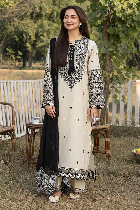 Lawn Embroidered Shirt Lawn Embroidered Sleeves Chiffon Embroidered Dupatta Lawn Dyed Back Lawn Embroidered Trouser Unstitched 3PC DressLC-7066